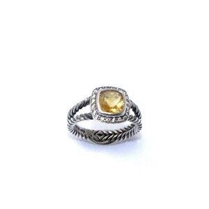 David Yurman Cable Albion  Silver,  Citreen , and diamond Ring Size 7